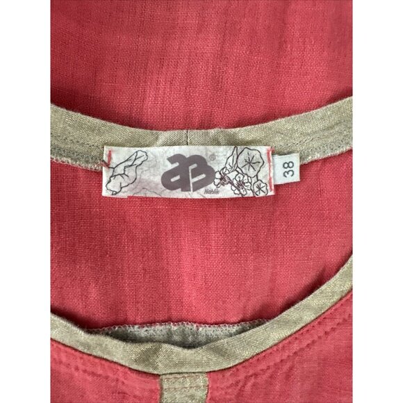 AB NAHLIK Pink/Beige Trim Sleeveless Linen Shift Dress Sz 38 US Medium - Picture 5 of 5